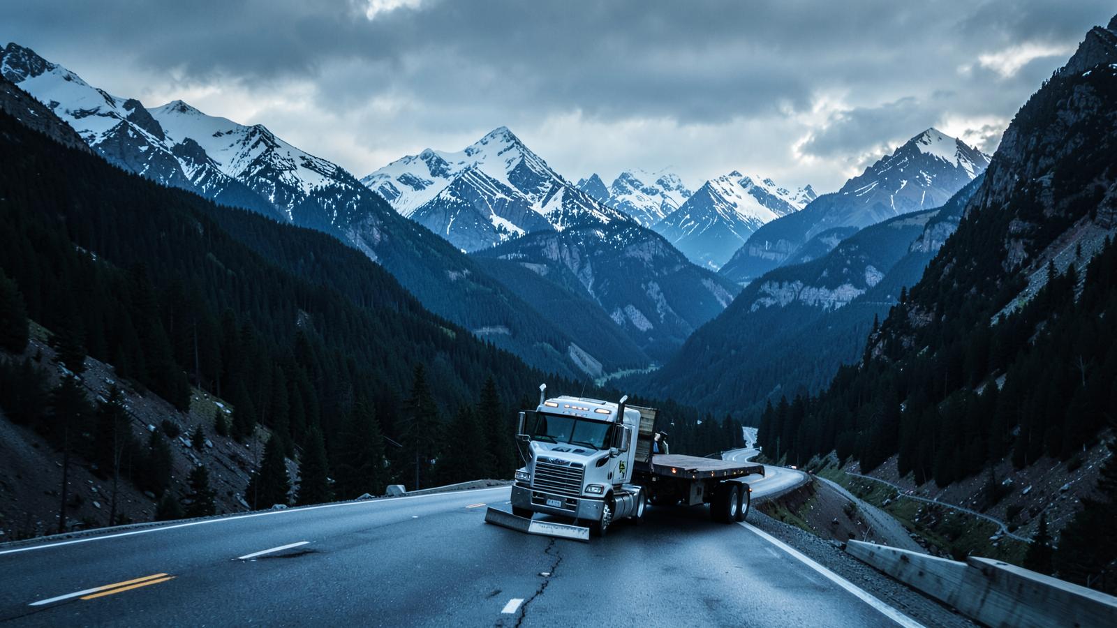 Commercial truck and trailer traffic in Western Alberta, Alberta
